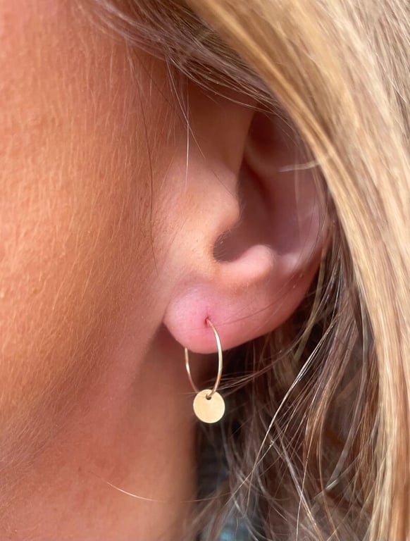 Boho 14K Gold Filled Disc Hoop Earrings 