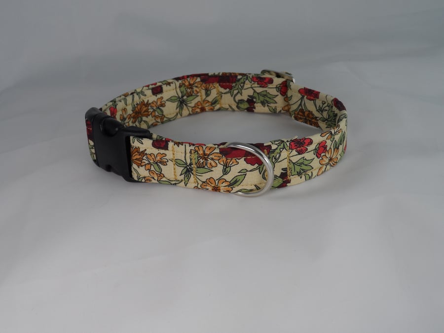 Handmade Liberty Fabric Dog Collar - Red Poppies 