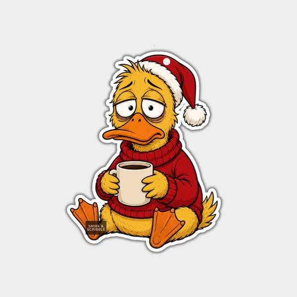 Unique Funny Christmas Gift Tags For Adults, 6pk - Cute Sad Duck Sitting
