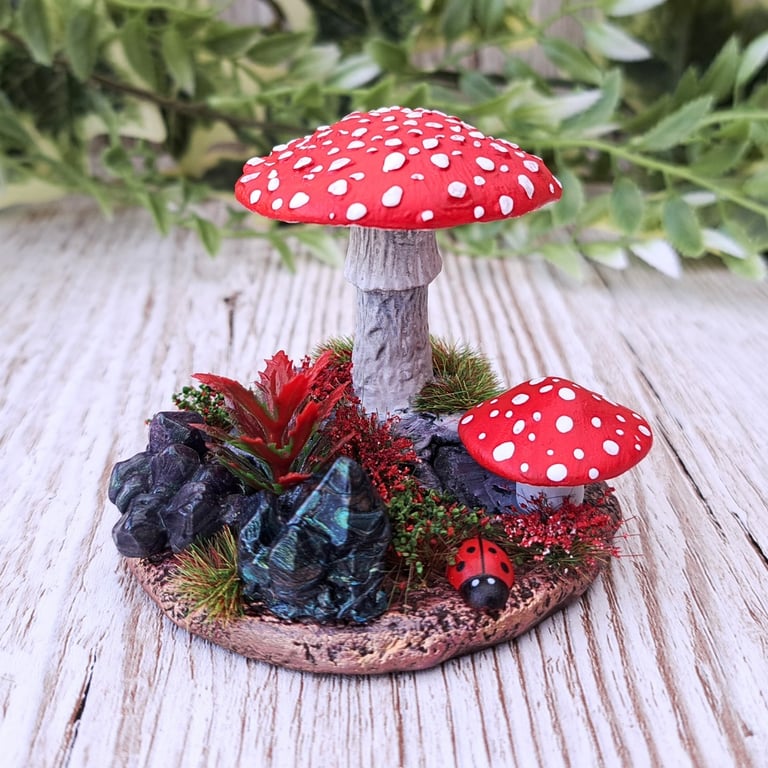 Red Mushroom Clay Ornament