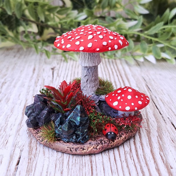 Red Mushroom Clay Ornament
