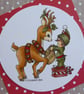 Reindeer with Elf Christmas Card - Happy Christmas - Image 2
