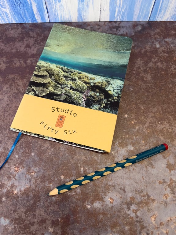 Notebook, Marine themed, A5 (ish), made from up-cycled and recycled materials.