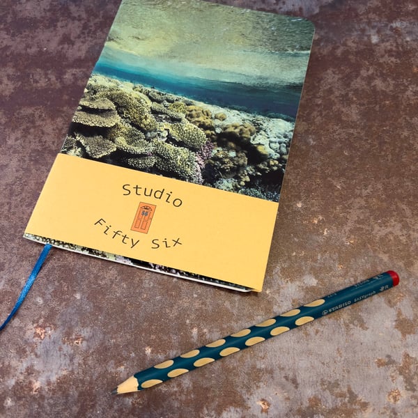 Notebook, Marine themed, A5 (ish), made from up-cycled and recycled materials.