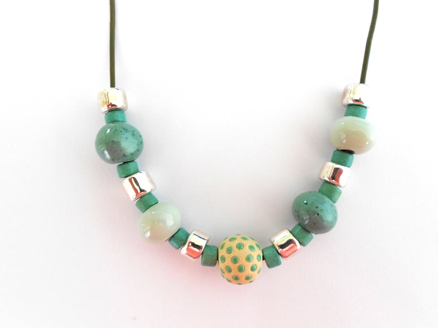 Ceramic Necklace Mint - Folksy