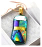 Patchwork Dichroic Glass Pendant 180 gold plated chain - Image 1