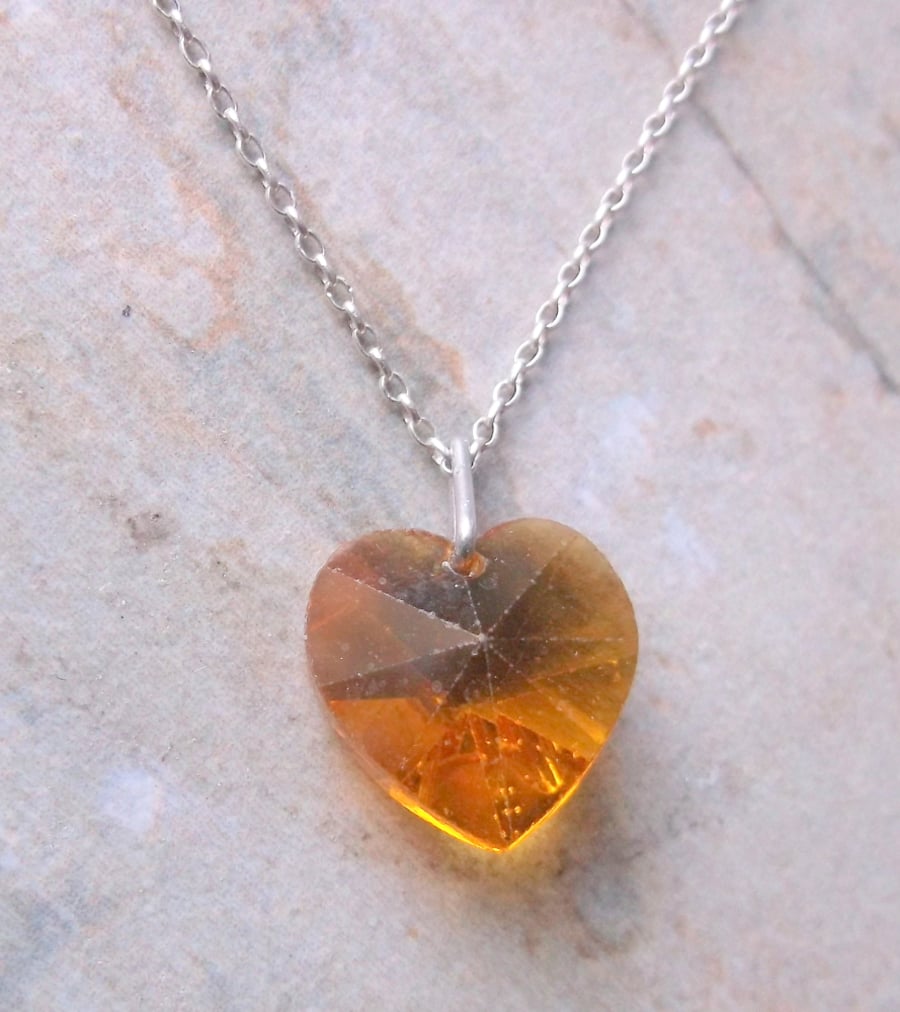 Swarovski Crystal Yellow Heart Pendant Necklace