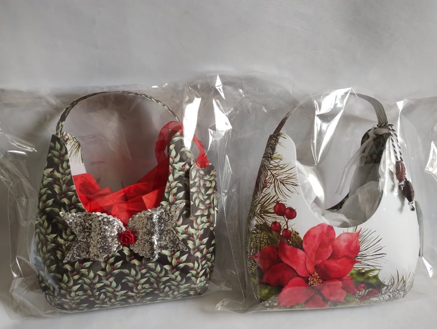 Christmas Hobo Handbag Style Gift Bags 