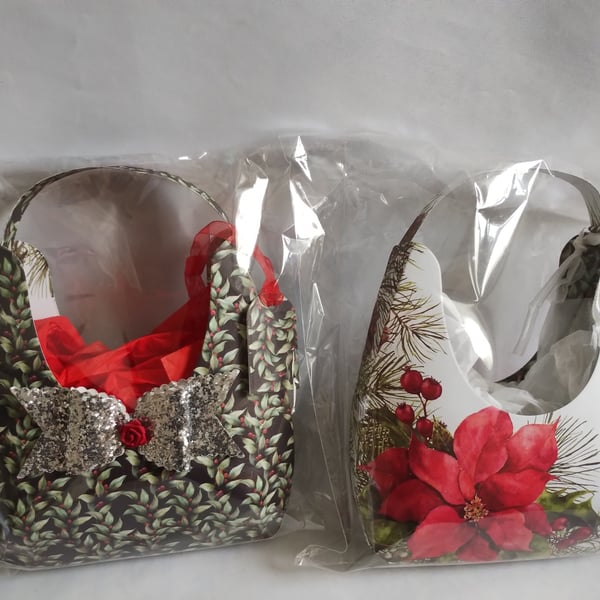 Christmas Hobo Handbag Style Gift Bags 