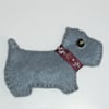 Cute Scottie Dog Brooch With Swarovski Crystal Beads - UK Free Post