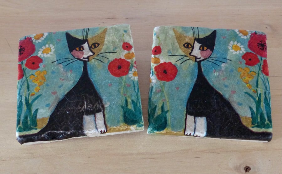 Marble 'Abstract Cat' Coasters