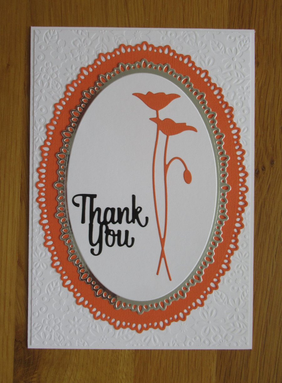 Orange Silhouette Thank You Card - A5