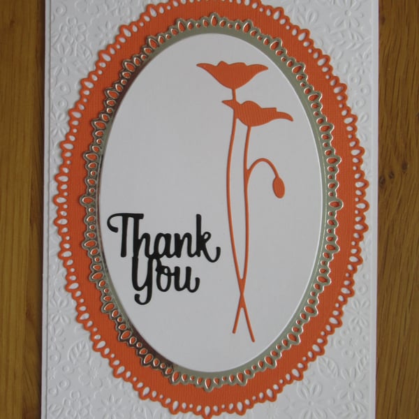 Orange Silhouette Thank You Card - A5