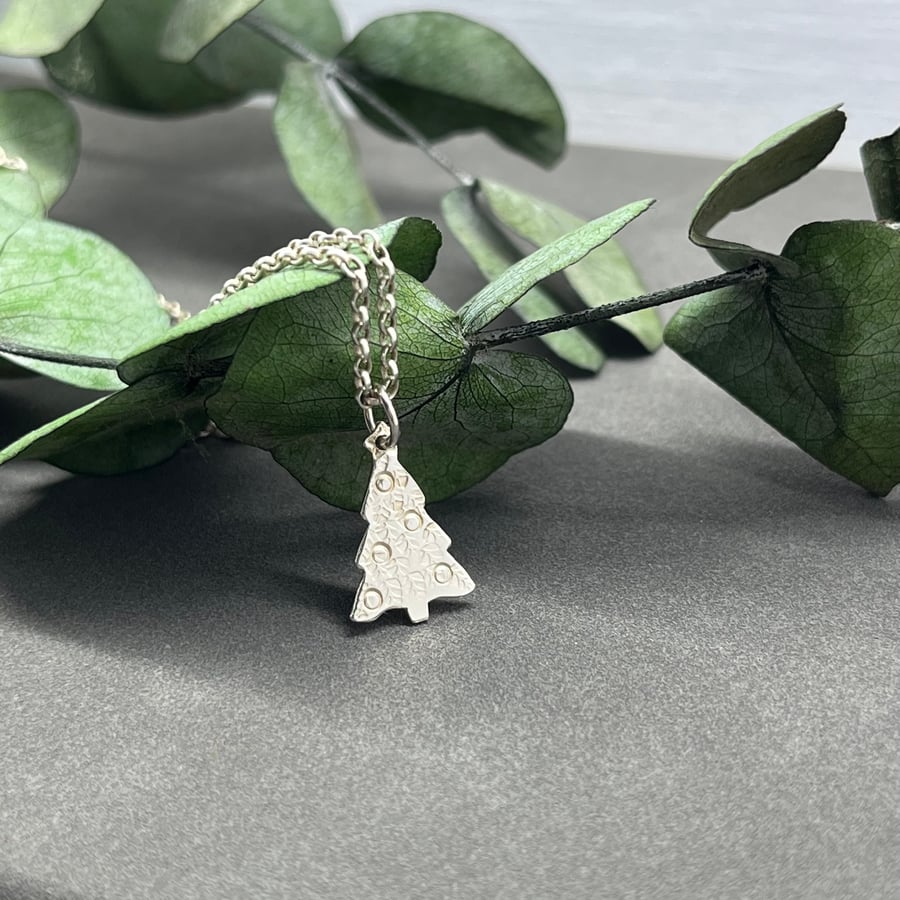 Handmade Sterling Silver Christmas Tree Pendant 3
