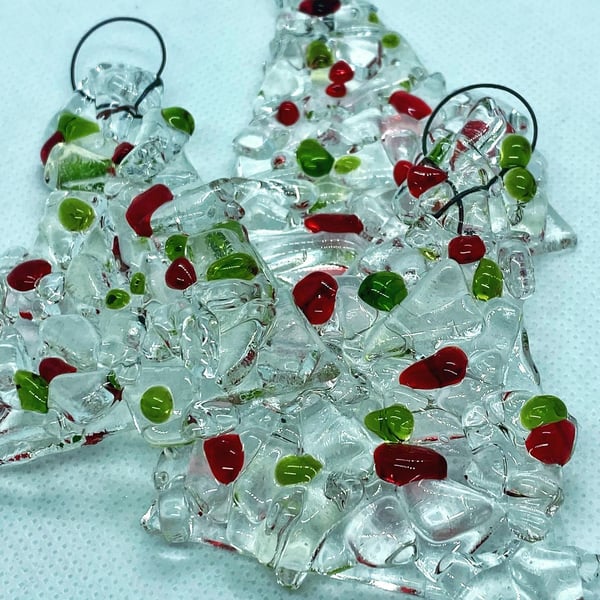 Handmade fused glass hanging decoration
