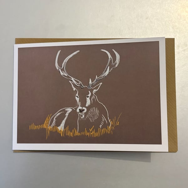 Stag A5 Greeting Card