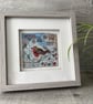 Framed Free Motion Robin Embroidery Textile Art  - Image 2