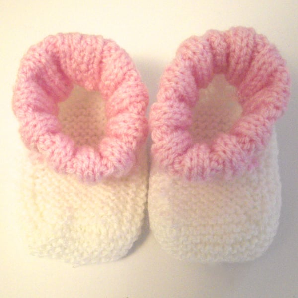 Cute Pink and White Baby Bootees - UK Free :Post