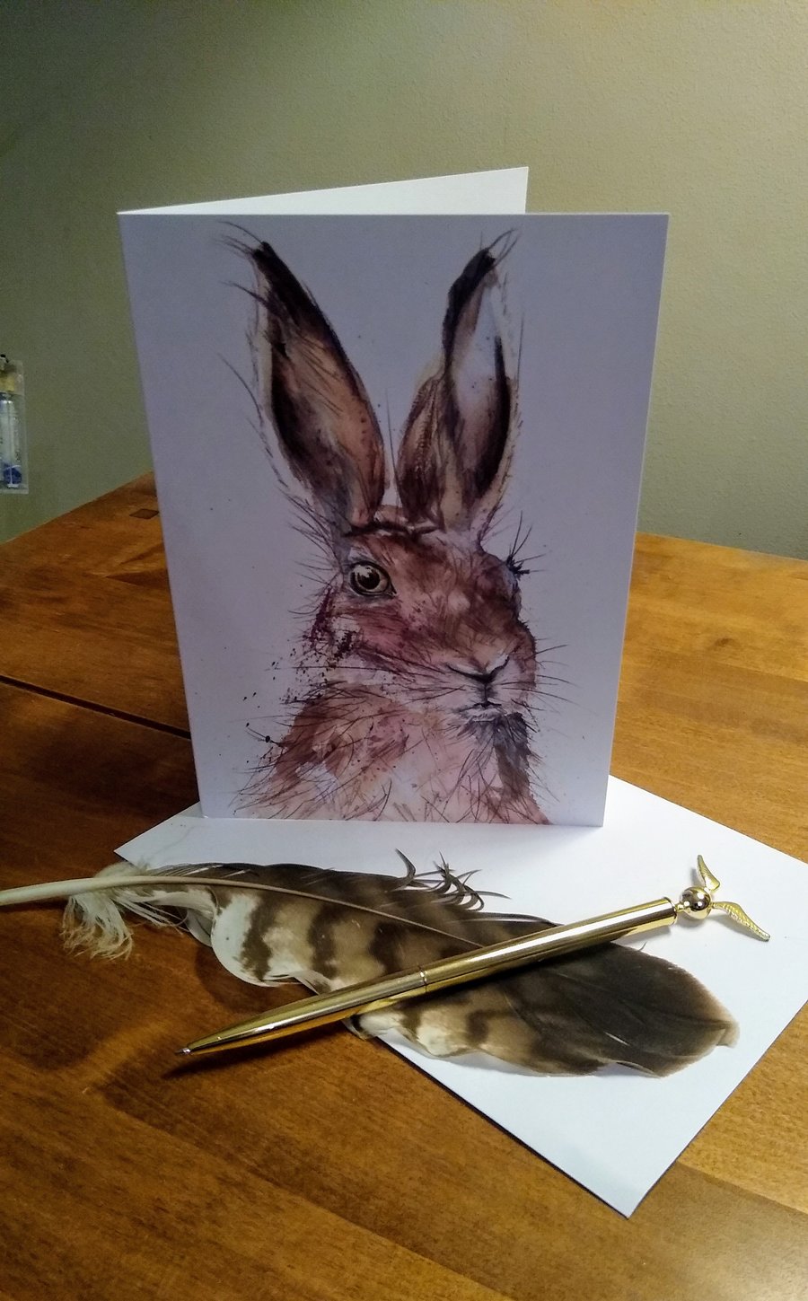 Hare Art Print greeting card, blank inside
