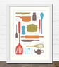 Cooking Collection A3 Typographic Kitchen Art Print - Image 1