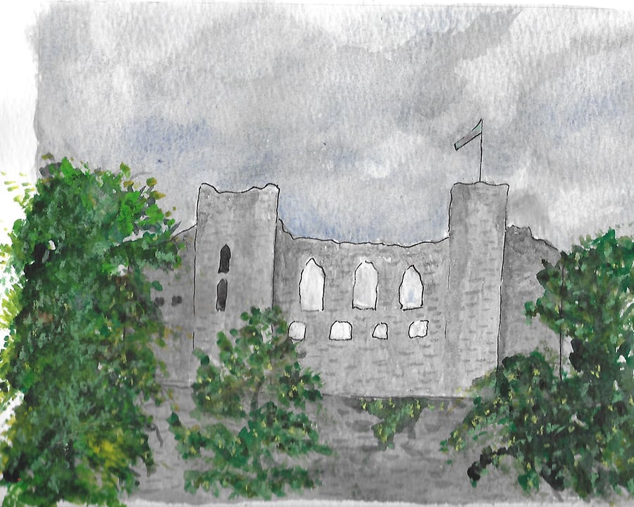 Haverfordwest Castle, Original Watercolour Painting, - SALE