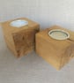 Set of 2 Wooden Tealight Holders - Upcycled Smooth Reclaimed Pallet Blocks - Image 3