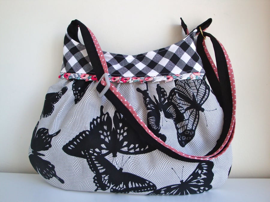  Cotton Cross body bag  - zip closure - Shoulder bag 