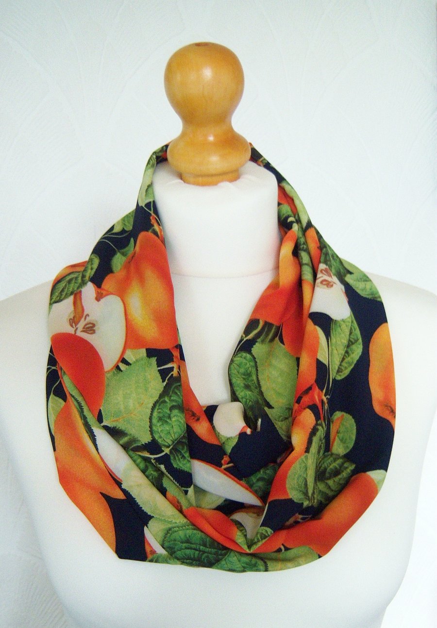 Apples scarf loop scarf chiffon scarf fruit scarf