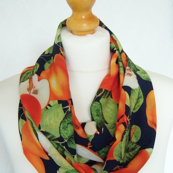 Apples scarf loop scarf chiffon scarf fruit scarf