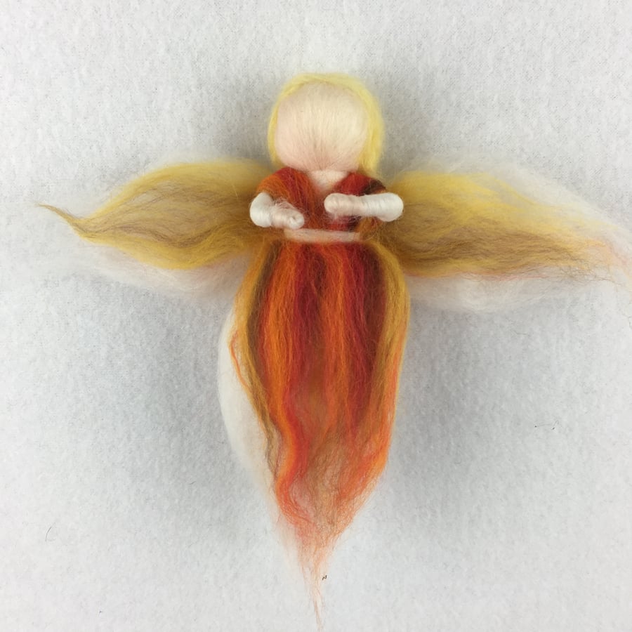 Orange merino wool fairy or angel SALE