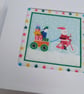 Santa Christmas Card - fabric greetings card with button - Image 3