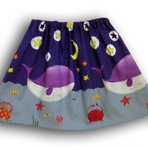 Girl's Whale Skirt, Girls Clothing, Skirts for Girls, Gifts for Girls, Under the