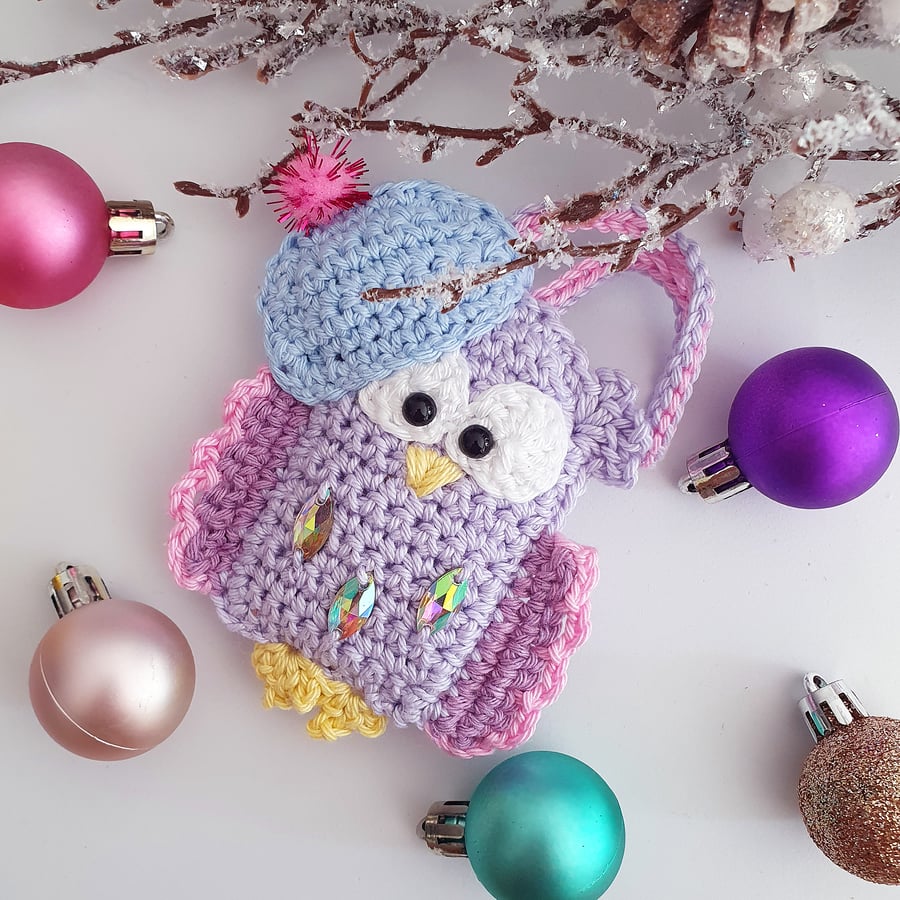 Crochet Winter Owl Bauble