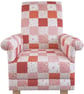 Girls Patchwork Fabric Armchair Chair Kids Seat Nursery Bedroom Floral Red Pink