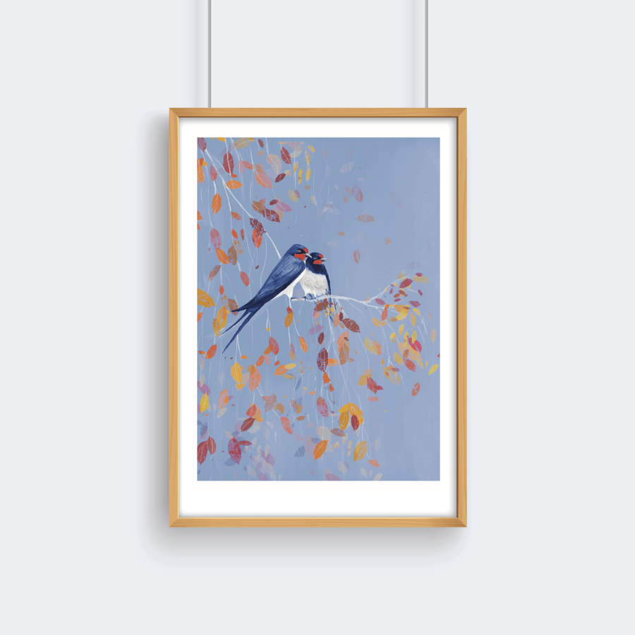 Bird Artwork Japanese print Swallows print