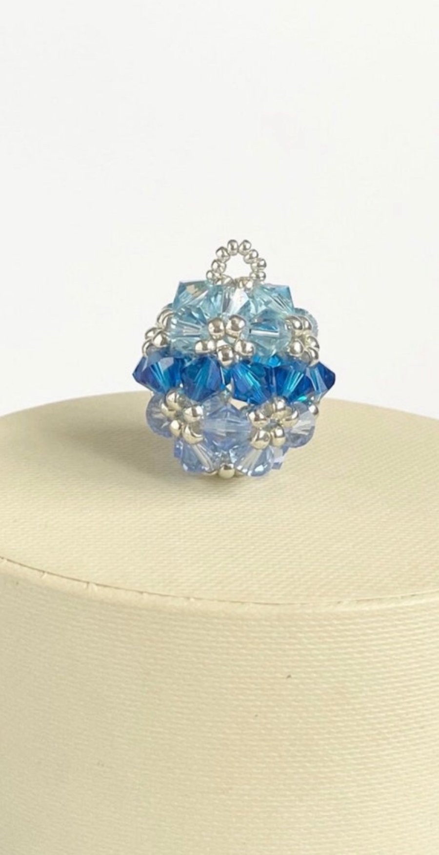 Handbag Charm, Crystal Blue Multi Coloured Orb, Initialled Chainmaille Keyring