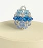 Handbag Charm, Crystal Blue Multi Coloured Orb, Initialled Chainmaille Keyring - Image 1