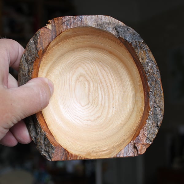  Ash Bowl with Bark and two flat sides