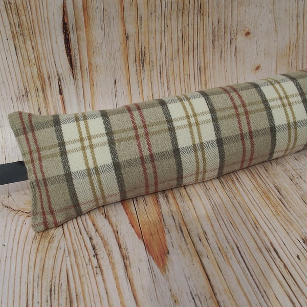 Sand Tartan Check Fabric Draught Excluder 1.9kg heavyweight
