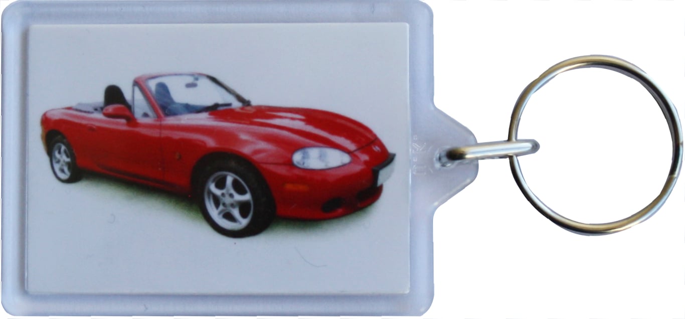 Mazda MX-5 Mk2 2003 (Red) - Keyring with 50x35mm Insert - Car Enthusiast