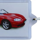 Mazda MX-5 Mk2 2003 (Red) - Keyring with 50x35mm Insert - Car Enthusiast