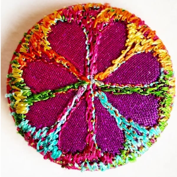 Buttons 1 inch button Hand Dyed Silks and Cottons Free Machine Embroidery Button