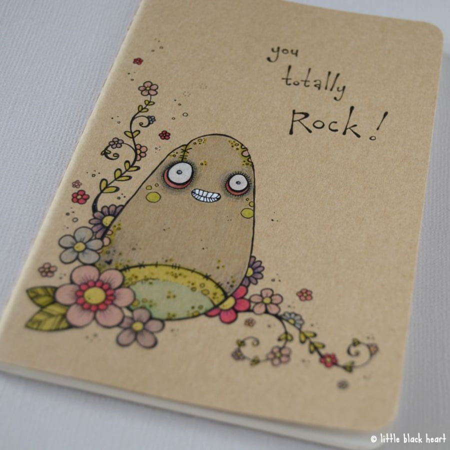 pocket notebook with original illustration - you rock