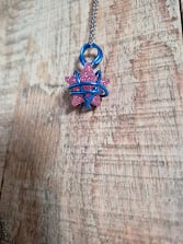 Pink Star Pendant Necklace – Handmade Resin Star with Dark Blue Wire Wrap