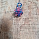 Pink Star Pendant Necklace – Handmade Resin Star with Dark Blue Wire Wrap