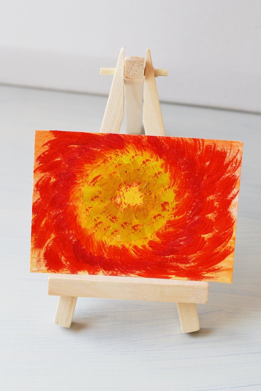 ACEO Abstract Original Acrylic Painting- On Fire