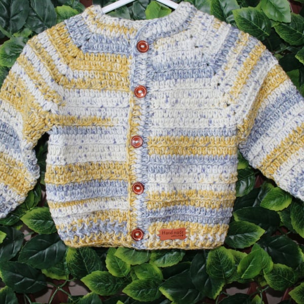 handmade crochet baby cardigan size  3 - 6 months