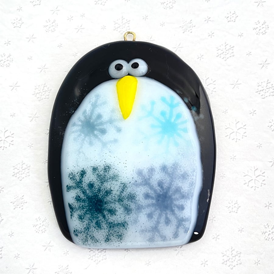 Fused Glass Penguin Decoration