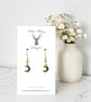 Charm Earrings - Mini Gold Teal Moon