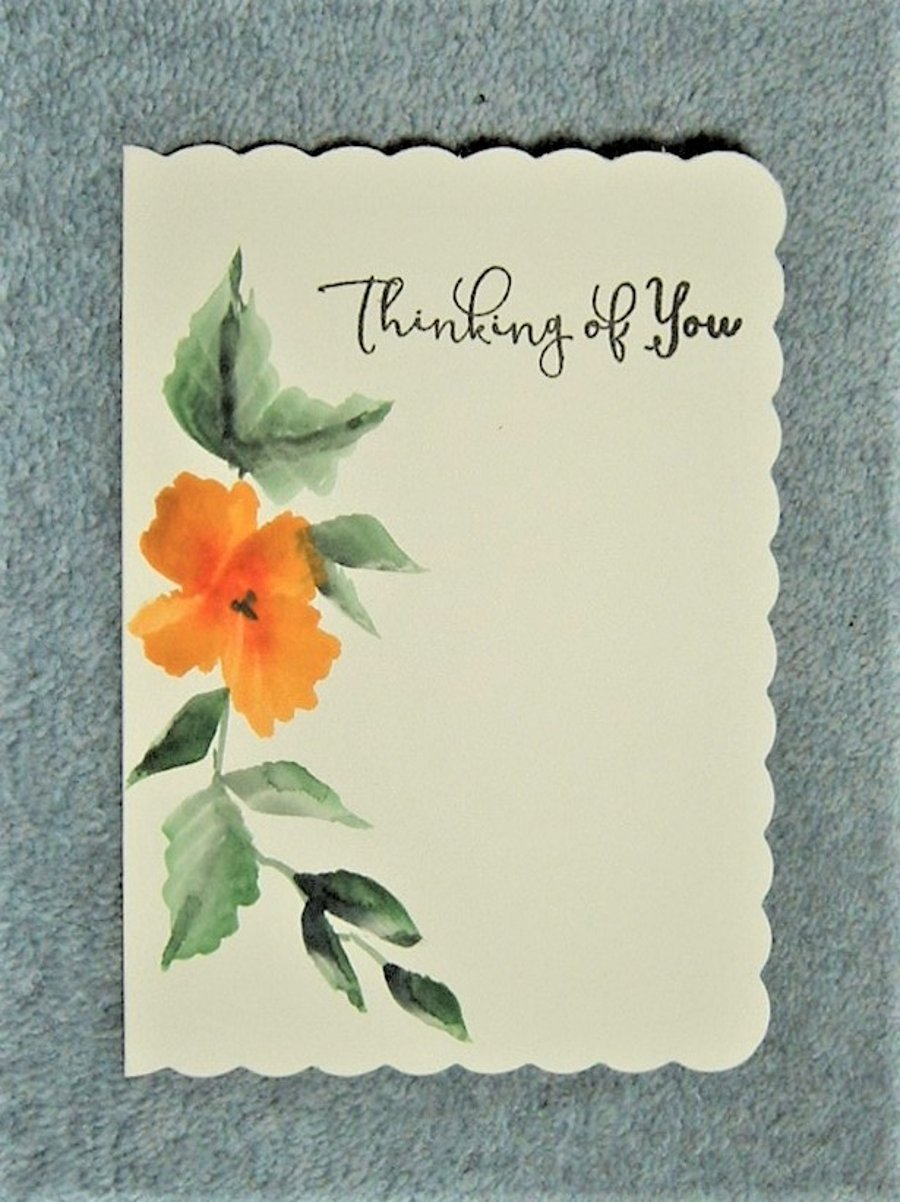 hand painted original floral greetings card ( ref F 466)